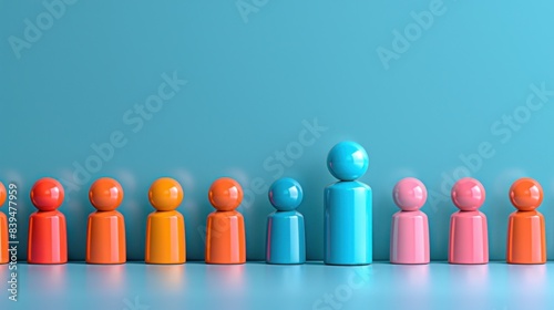 Diversity, equity and inclusion concept. DEIB. Colorful People Figures in a Row
