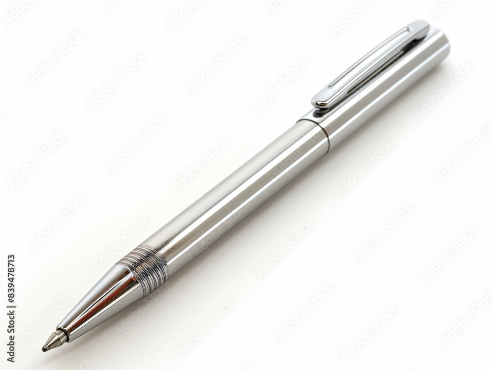 Silver pen, black tip, white surface Silver pen, black tip, white surface