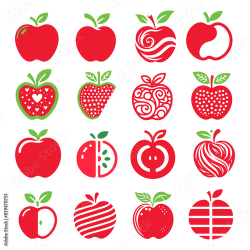 Set of Apple Vector Illustration. Red Apples Icons. Red Apple On White Background
