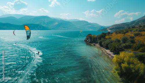 Riding the Wind: A thrilling kiteboarding adventure in Greece's picturesque bay