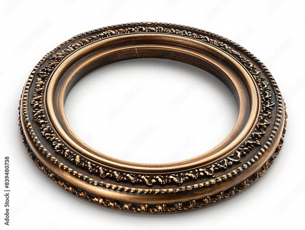 Close-up gold frame white background Close-up gold frame white background