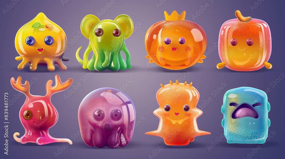 Fototapeta premium Asset of monster icons for video game isolation, Illustration