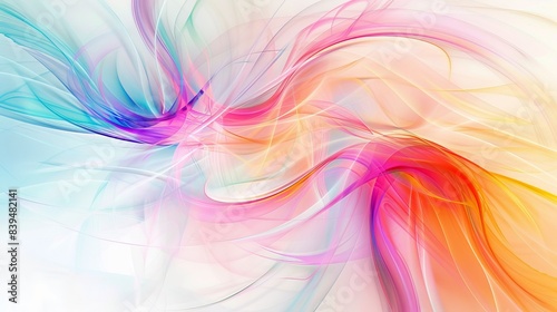 Abstract and dynamic energy fibers in motion on a white background