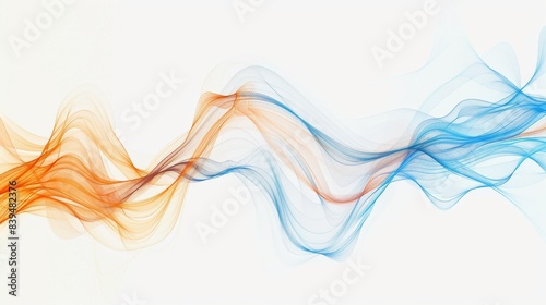 Abstract energy fibers forming a wave pattern on a white background