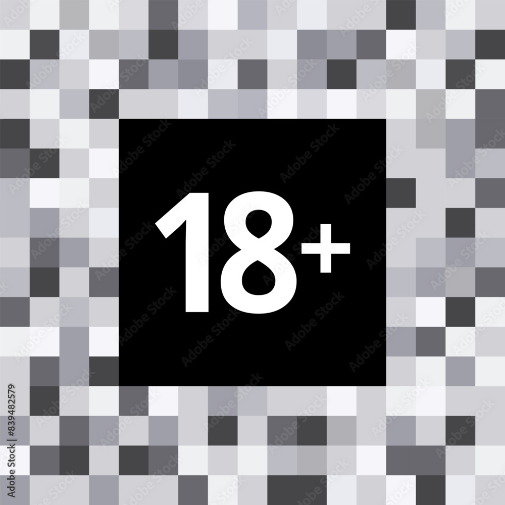 18 sign warning symbol isolated, 18 plus, censored, eighteen age older ...