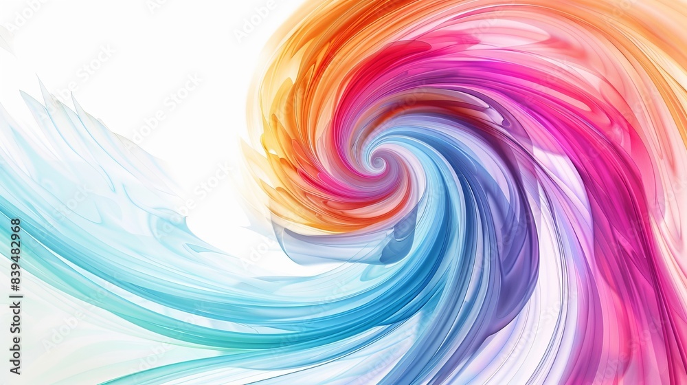 Obraz premium Colorful energy fibers in a wave pattern on a white background