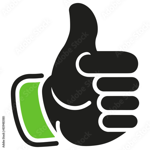 Modern Black, White, and Green Thumbs Up Icon for Customer Approval and Marketing Success
