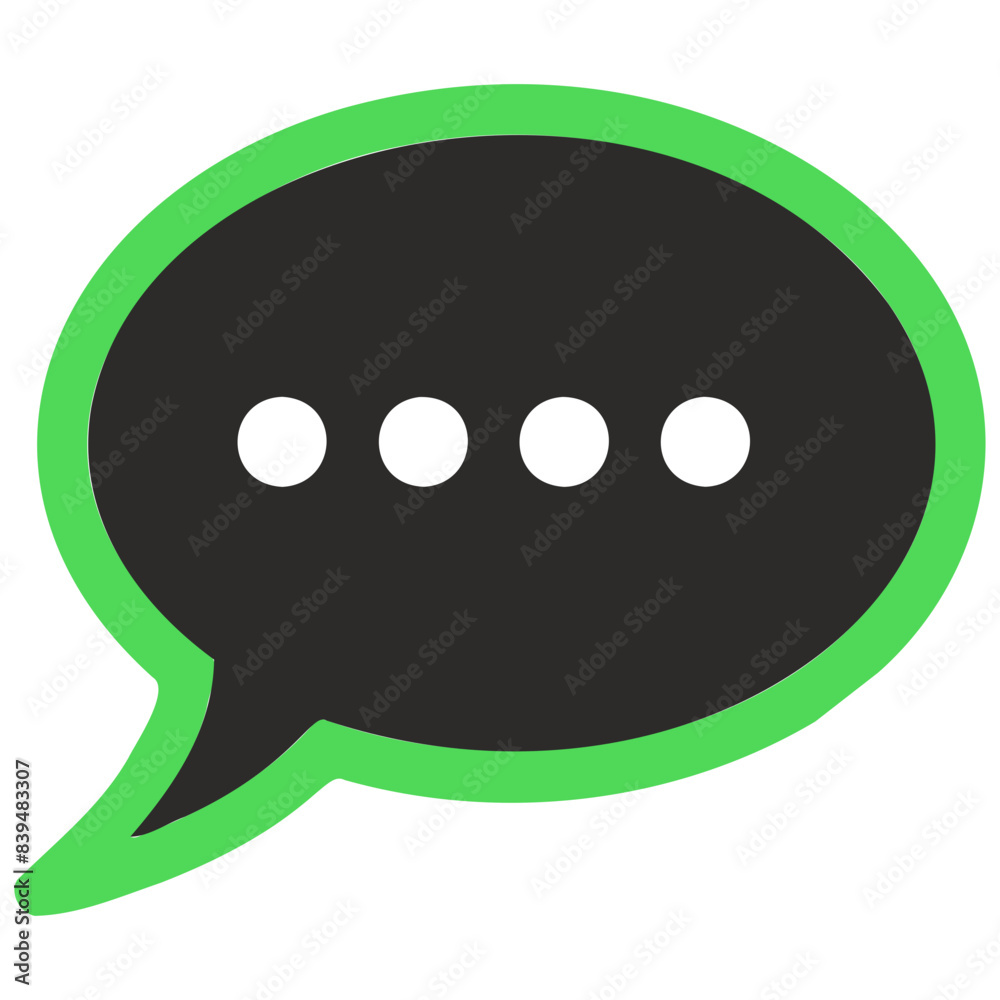 Modern Minimalist Speech Bubble Icon in Black, White, and Green for Marketing Communication Concept Modern Minimalist Speech Bubble Icon in Black, White, and Green for Marketing Communication Concept