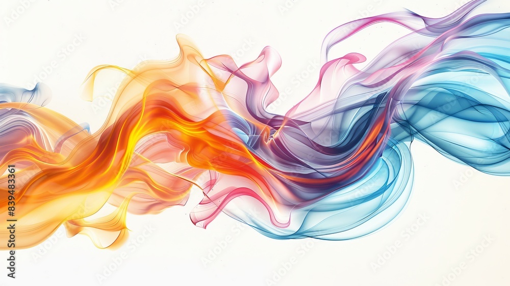Dynamic and colorful energy swirls with depth on a white background Dynamic and colorful energy swirls with depth on a white background
