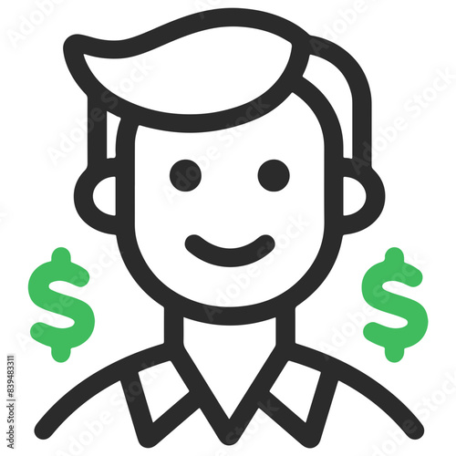 Modern Minimalist Icon of Person with Dollar Sign Symbolizing Influencer Marketing Concept