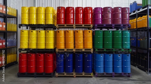 colorful barrels on a rack