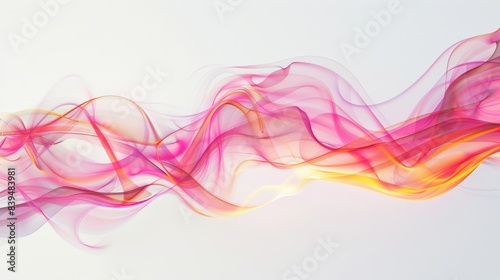 Energetic light trails forming a helix on a white background