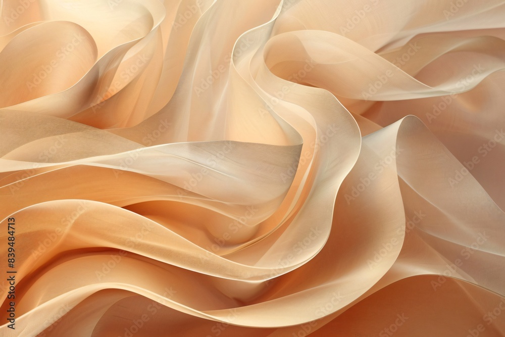 Close-up beige fabric many folds