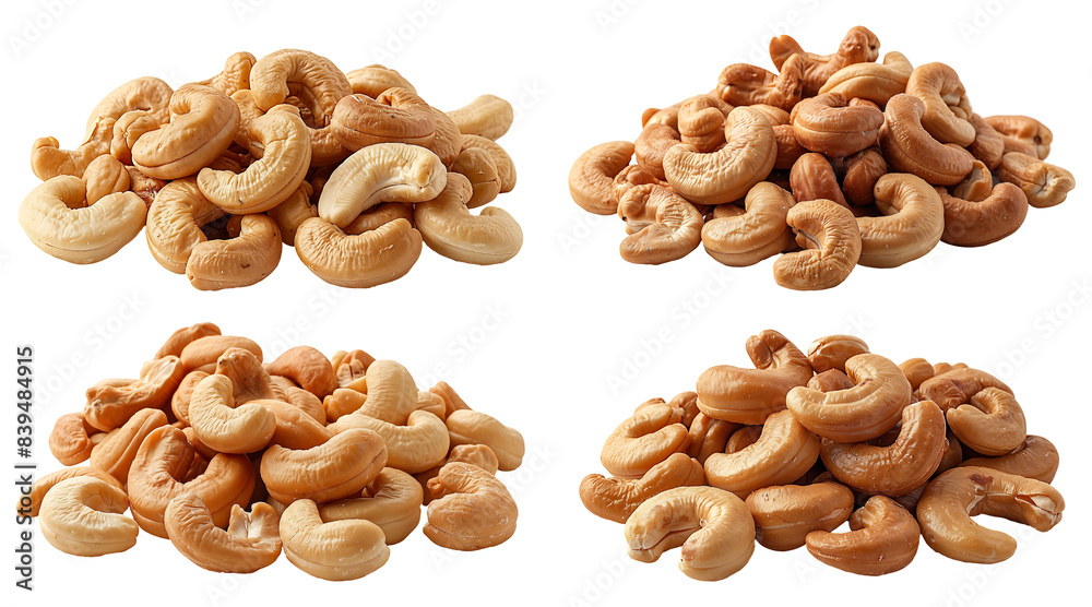 Fresh cashews on a transparent background