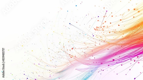 Vibrant and bright fiber-optic energy lines on a white background