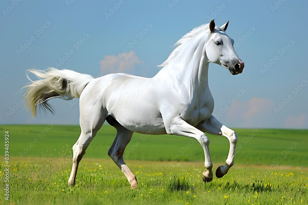 Picture presenting the galloping white horse Picture presenting the galloping white horse
