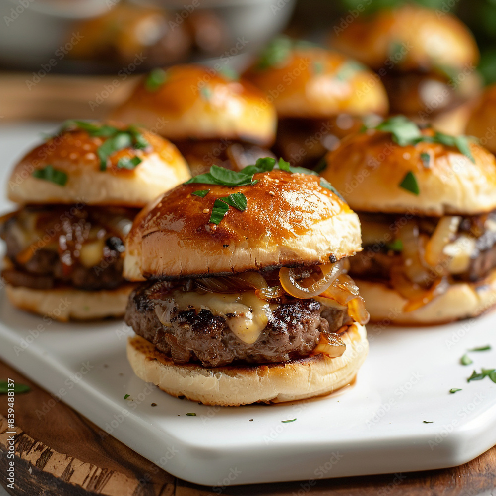 Sliders Wit Topped Mini Plate Beef Gourmet Patties Sliders Wit Topped Mini Plate Beef Gourmet Patties