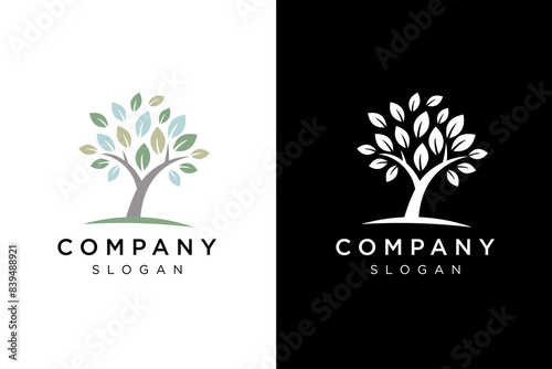 Minimalist green tree logo symbol