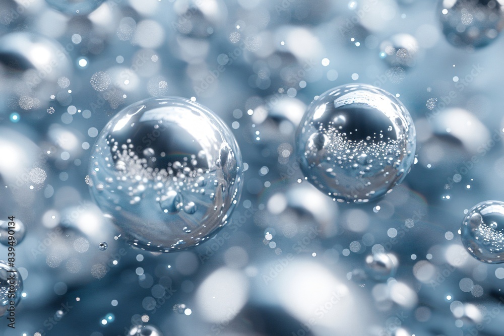 Close-up shiny floating balls Close-up shiny floating balls