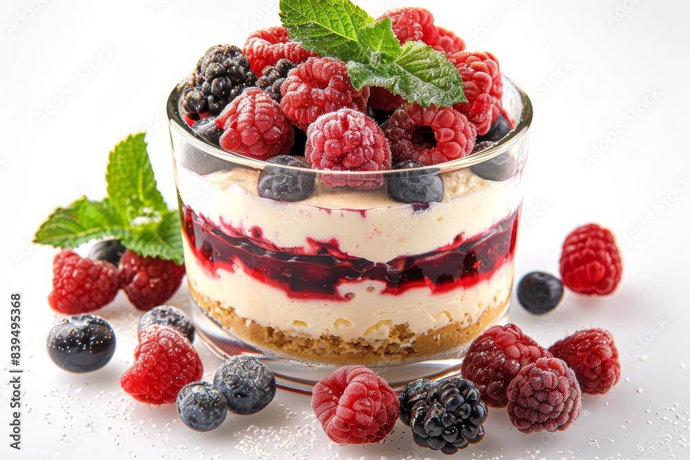 Refreshing Berry Parfait with Layers of Yogurt, Granola, and Fresh Berries in a Clear Glass Refreshing Berry Parfait with Layers of Yogurt, Granola, and Fresh Berries in a Clear Glass