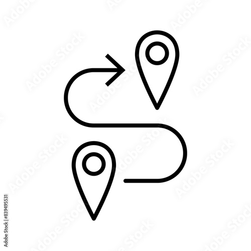 Map, route, gps distance, roadmap icon. Geolocation map path distance. Pictogram.