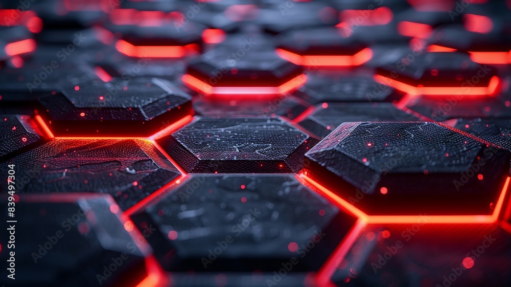 Abstract glowing red hexagonal pattern background