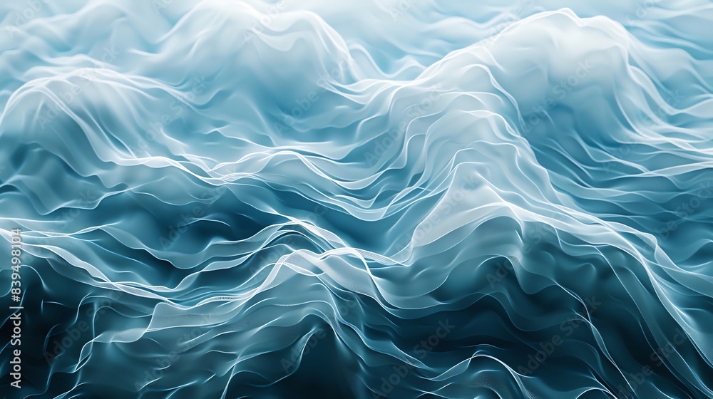 Abstract 3D waves inspired by ocean currents, with translucent, overlapping layers, providing a sense of depth and natural motion that evokes the seas tranquility Abstract 3D waves inspired by ocean currents, with translucent, overlapping layers, providing a sense of depth and natural motion that evokes the seas tranquility