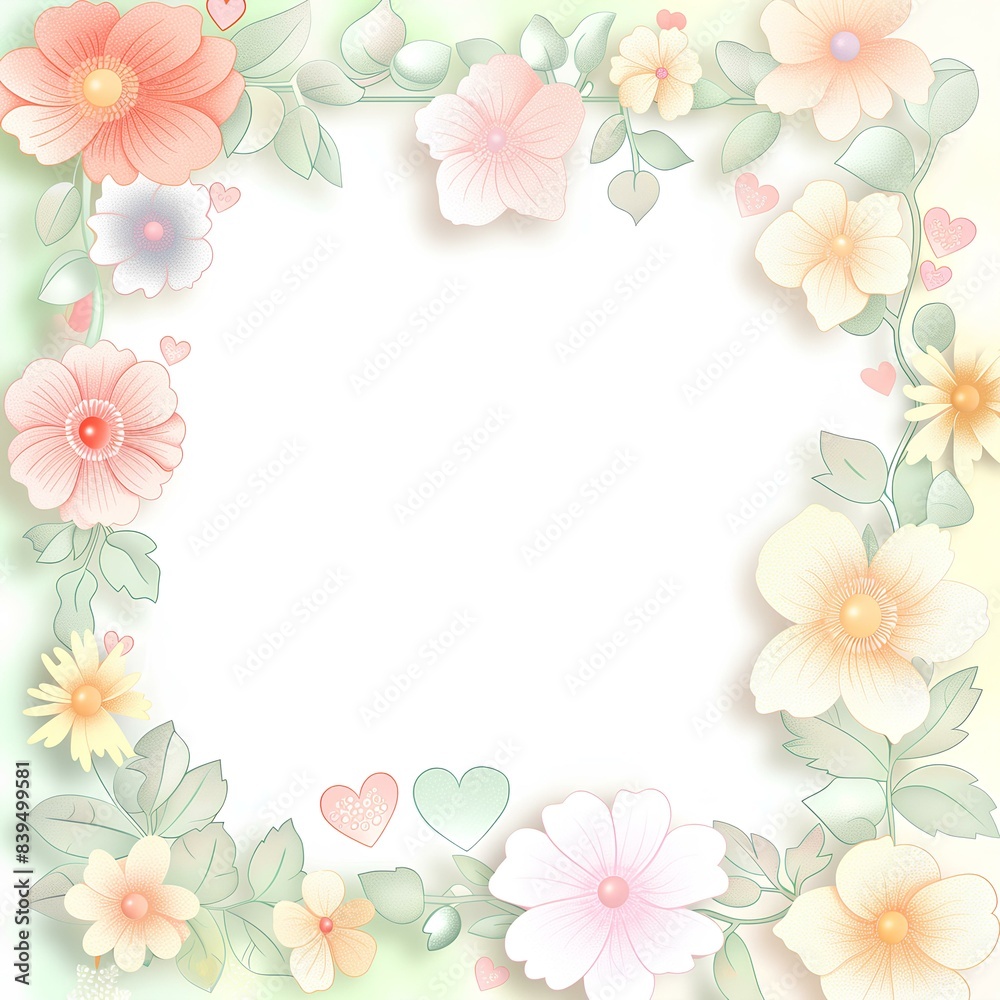 White frame placed on a beautiful floral background for design. White frame placed on a beautiful floral background for design.
