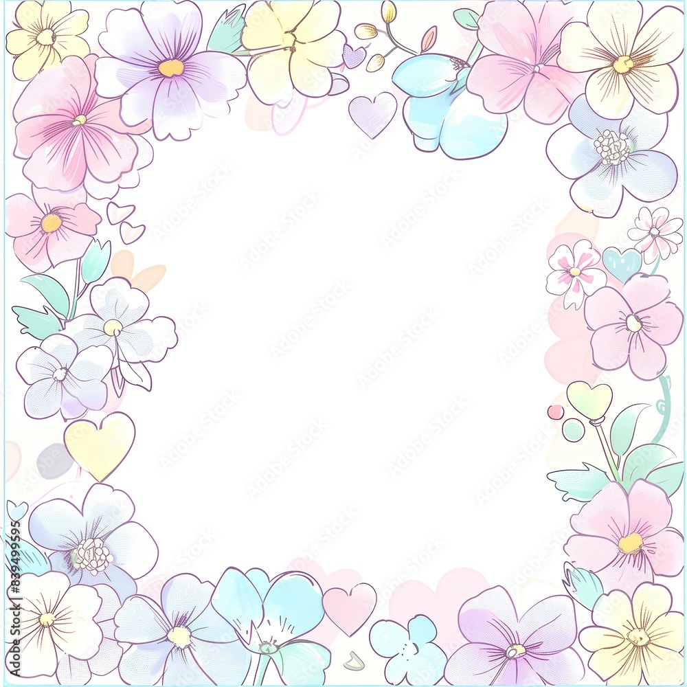 White frame placed on a beautiful floral background for design. White frame placed on a beautiful floral background for design.