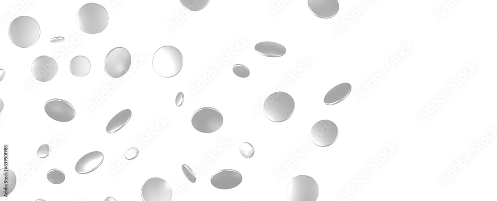 Joyful Deluge: Brilliant 3D Illustration Showcasing an Overflow of silver Confetti Joyful Deluge: Brilliant 3D Illustration Showcasing an Overflow of silver Confetti