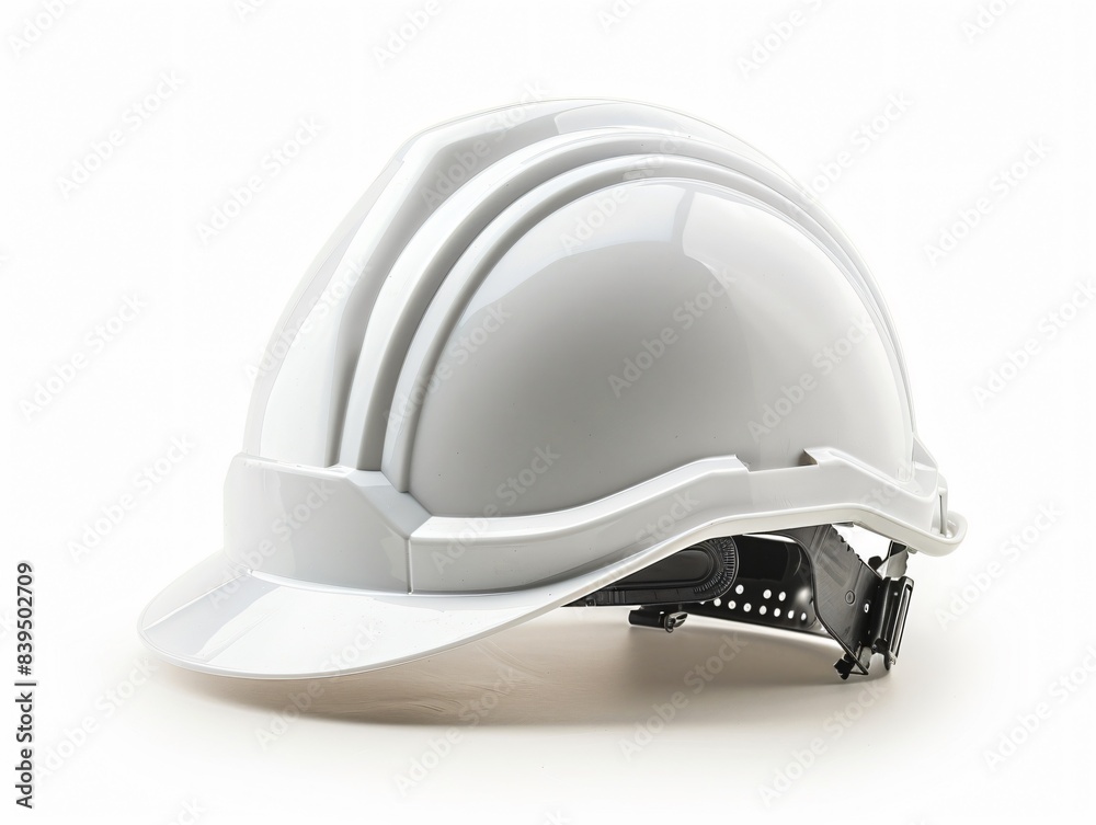 Fototapeta premium White hard hat black helmet clip