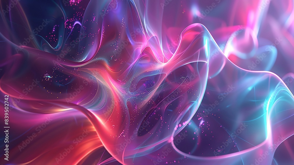 Holographic 3D art with futuristic glow and abstract forms Holographic 3D art with futuristic glow and abstract forms