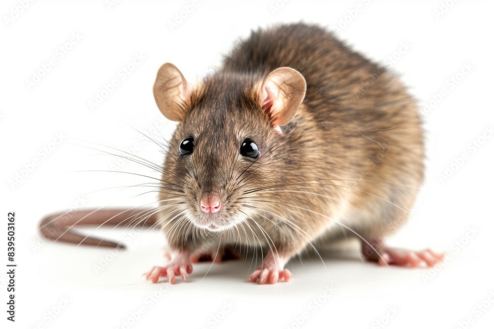 Rat on a white background. Wild animal. Experimental animal. Rat on a white background. Wild animal. Experimental animal.