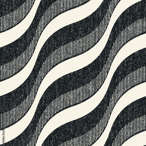 Monochrome Grain Slanted Wavy Striped Pattern