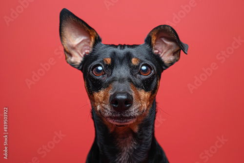 A small black and brown dog with brown eyes is staring at the camera © Kowit