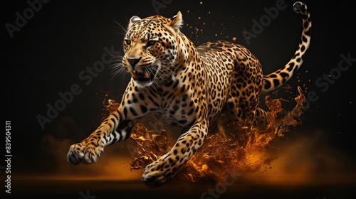 A conceptual portrayal of a cheetah as a representation of grace and elegance, with imagery evoking its fluid movements and sleek physique --  photo