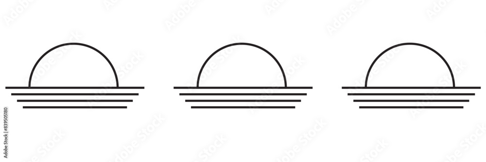 Set of time of the day icons. Sunset, sun, moon icons. Vector illustration Set of time of the day icons. Sunset, sun, moon icons. Vector illustration