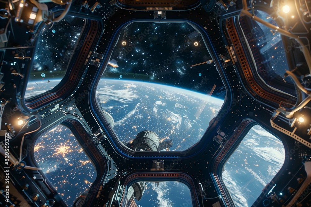 Fototapeta view of earth in space from a space shuttle