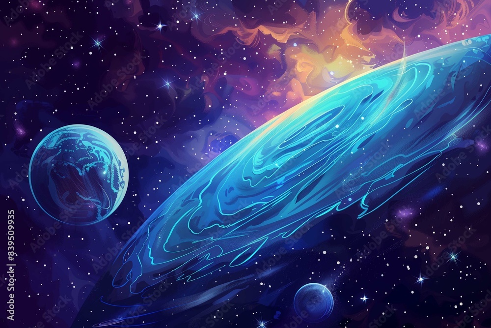 vector illustration of surface of a planet in space