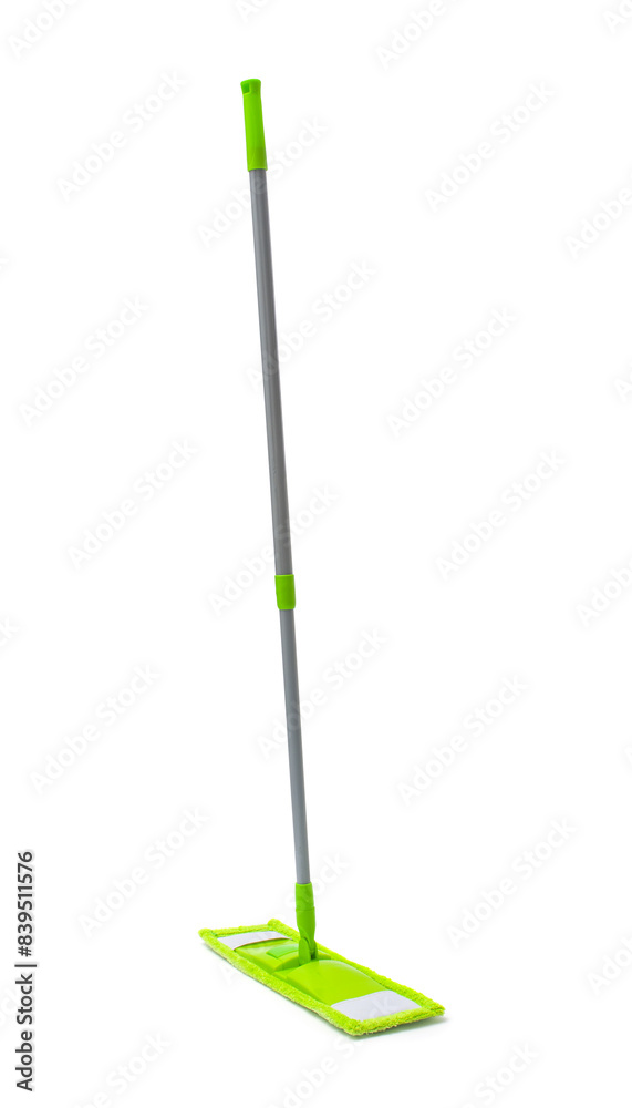 Mop with microfiber rag isolated on a white background Mop with microfiber rag isolated on a white background