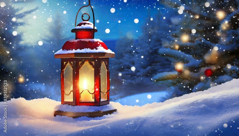 christmas lantern in the snow christmas lantern in the snow