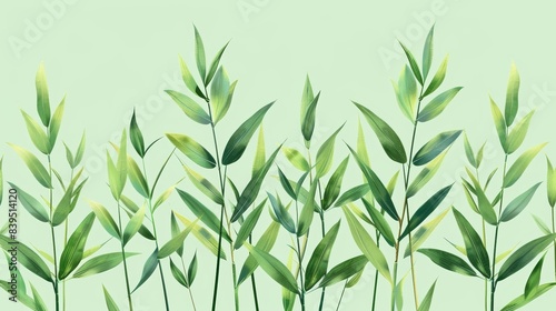 Beautiful watercolor illustration of various green leaves on a light background  perfect for nature-themed designs and backgrounds.