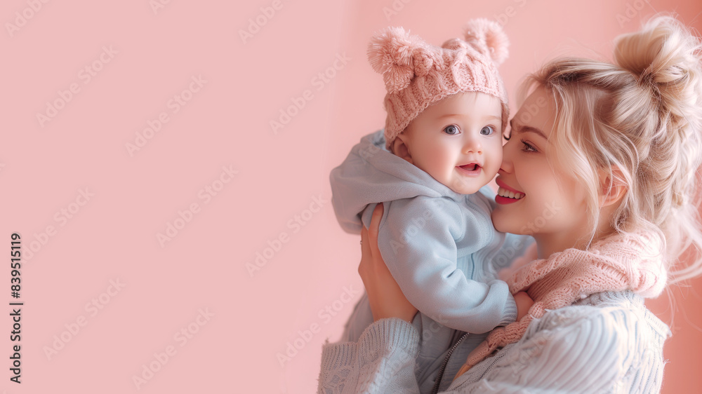 Caucasian mother holding her baby with her arm and lifting up playing fun Caucasian mother holding her baby with her arm and lifting up playing fun