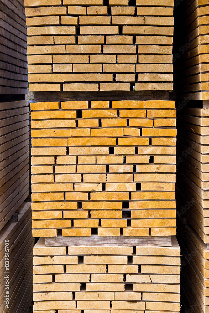 Fototapeta premium Stack of wooden boards for the furniture industry