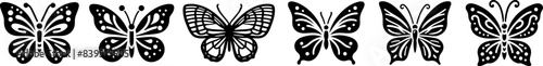 Set of vector butterfly icons . Butterfly silhouettes collection . Exotic flying butterflies logo .
