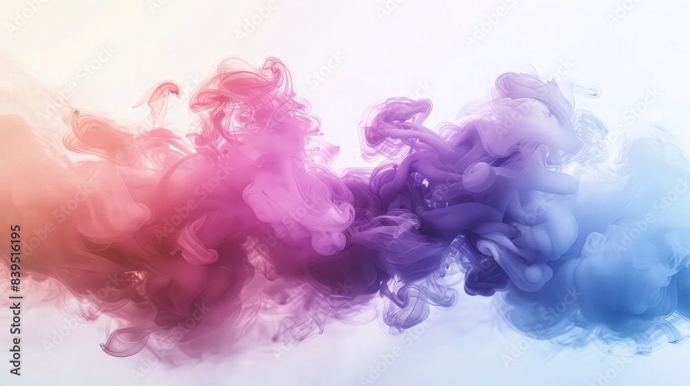 Fototapeta premium A colorful smoke explosion isolated on white background.