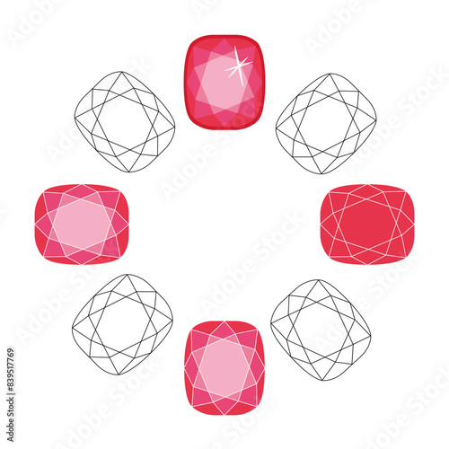 Pink Gemstone Photo Frame о white background 