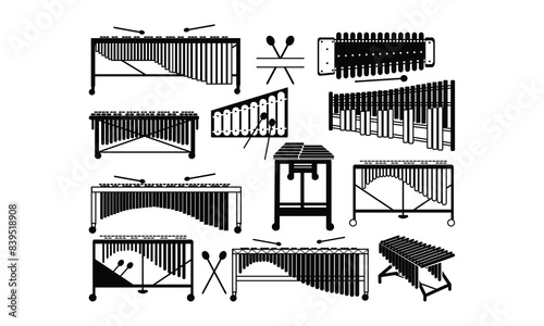 Marimba Vector bundle, Clipart, Silhouette, Vector, icons, illustration, design.