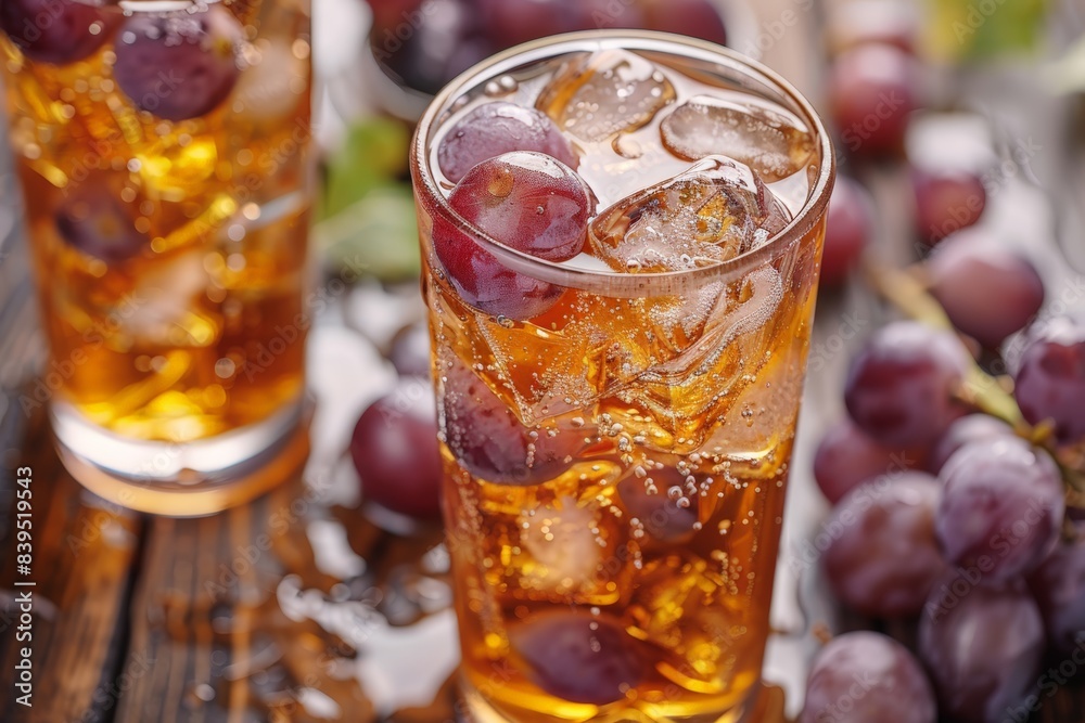 Grape ice tea in glass Grape ice tea in glass