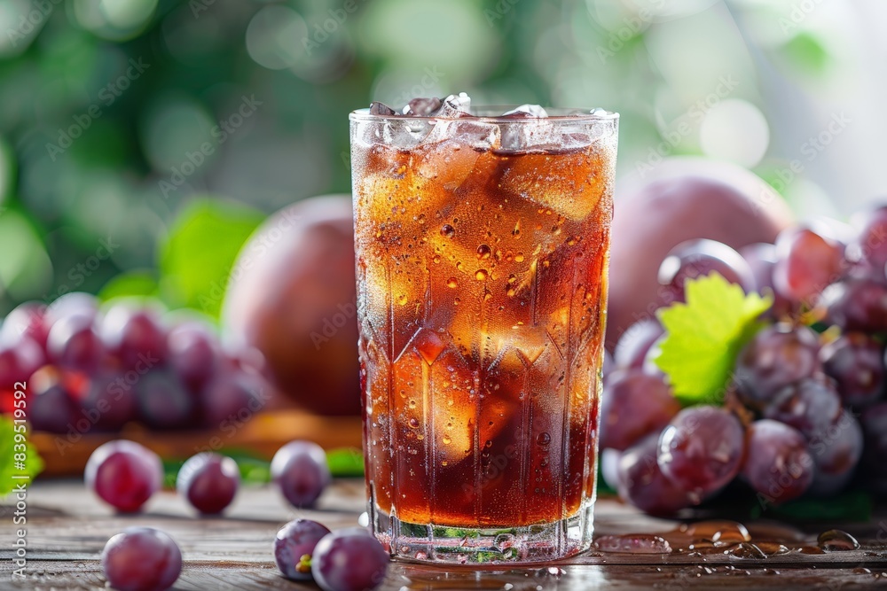 Grape ice tea in glass Grape ice tea in glass